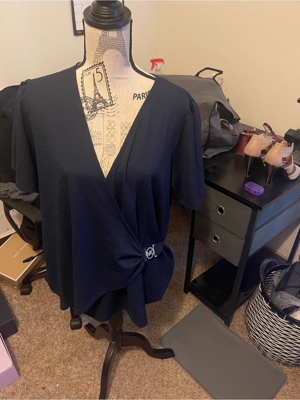 MICHAEL Michael Kors Navy Wrap Blouse